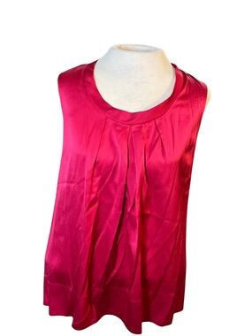 Talbots Stretch Silk Sleeveless Shell Blouse Magenta Fuchsia Size 10 EUC